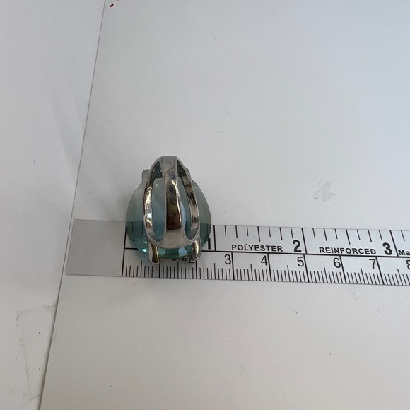 Large Silver Toned  Ice Blue Rhinestone Statement Ring - Picture 4 of 7